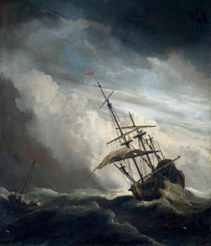 Willem Van De Velde The Younger : Ship in High Seas Caught by a Squall